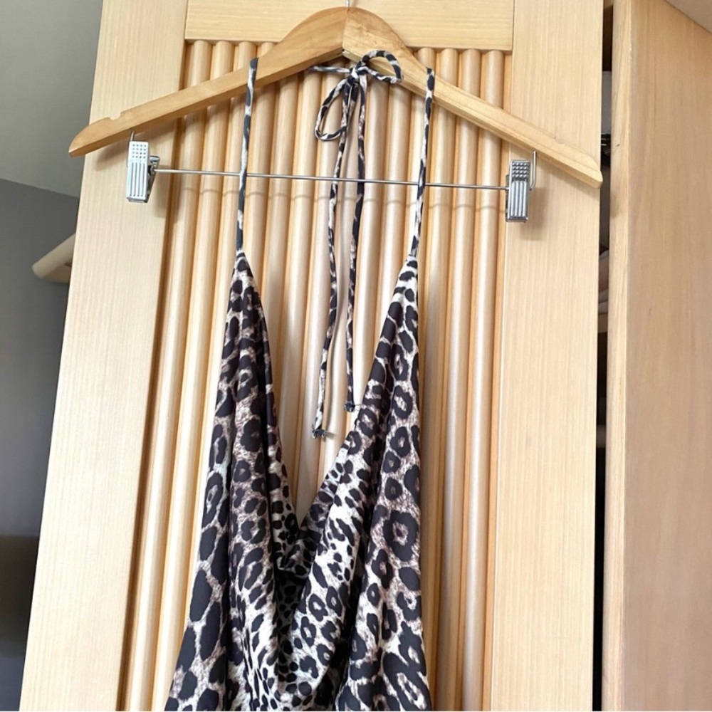 Zara leopard animal print draped midi dress - Picture 10 of 14